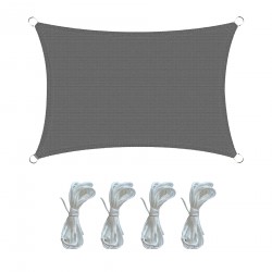 Rebecca Mobili Voile Rectangulaire en Polyéthylène Gris avec Cordes 3x4