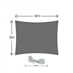 Rebecca Mobili Rectangular Grey Polyethylene Sail Awning with Ropes 3x4