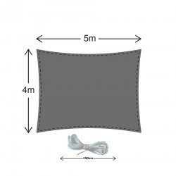 Rebecca Mobili Voile d'Ombrage Rectangulaire Gris Polyéthylène Anti UV 4x5