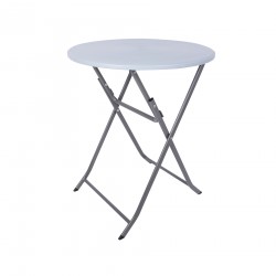 Rebecca Mobili Round Folding Outdoor Table Steel Plastic for Balcony Camping