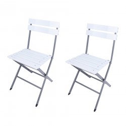 Rebecca Mobili Set of 2 Steel Plastic Folding Outdoor Chairs for Garden Balcony