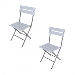 Rebecca Mobili Set of 2 Folding Plastic Outdoor Steel Chairs for Bars Camping