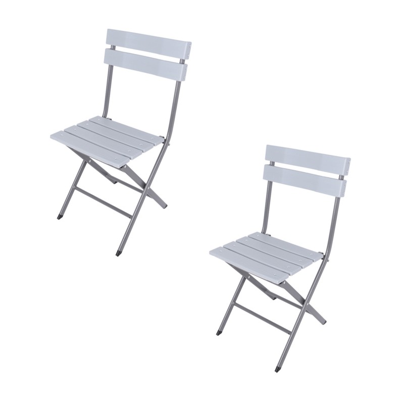 Rebecca Mobili Set of 2 Folding Plastic Outdoor Steel Chairs for Bars Camping