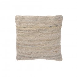 Rebecca Mobili Coussin de Canapé Carré en Coton Denim Beige Déhoussable