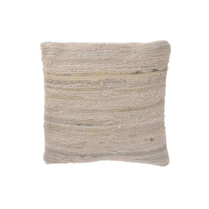 Rebecca Mobili Coussin de Canapé Carré en Coton Denim Beige Déhoussable