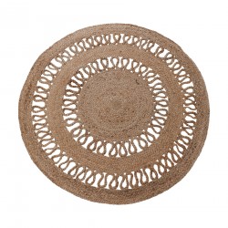 Rebecca Mobili Natural Braided Jute Round Rug Ø 120 cm Brown