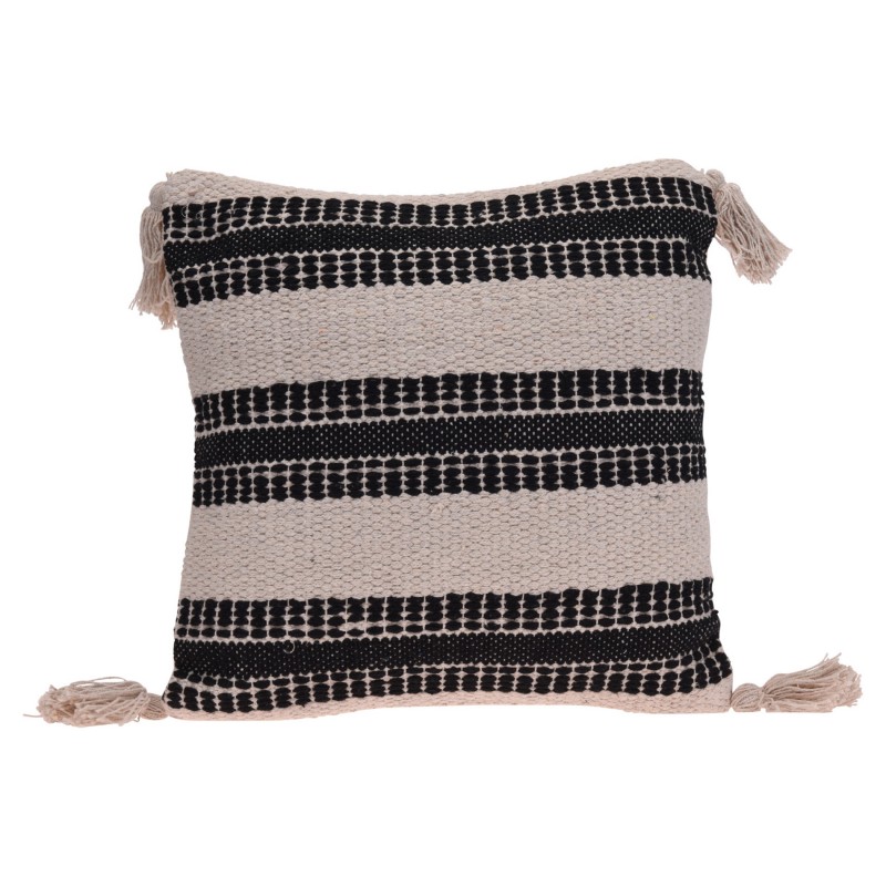 Rebecca Mobili Coussin de Canapé Décoratif en Coton Beige Noir pour Intérieur Extérieur