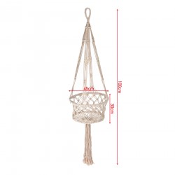 Rebecca Mobili Hanging Planter Holder Beige Cotton with Rope for Balcony Home