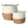 Storage Baskets Rebecca Mobili Cycas 35x35x35 Seagrass Cotton Brown White Boho SET 2 pieces