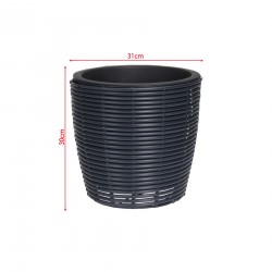 Rebecca Mobili Fioriera In Polyrattan Vaso Tondo per Piante Nero Plastica Ø 31 cm