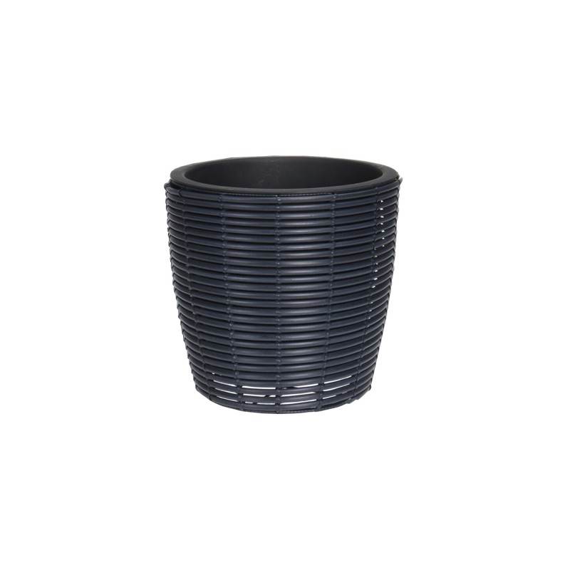 Rebecca Mobili Vaso Polyrattan Portavaso Piccolo Nero per Piante Fiori