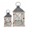 Rebecca Mobili 2 Large Lanterns Candle Holders Metal Pvc Wood 52x28x28