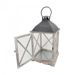 Rebecca Mobili 2 Large Lanterns Candle Holders Metal Pvc Wood 52x28x28