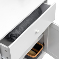 Rebecca Mobili Armario Gabinete de Baño con Cajon 2 Puertas de Madera Blanco