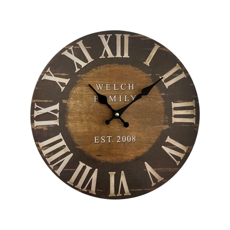 Mobili Rebecca Wall Clock Wood Hanging Watches Industrial Round 33,8x33,8x4