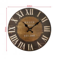 Mobili Rebecca Wall Clock Wood Hanging Watches Industrial Round 33,8x33,8x4