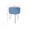 Rebecca Mobili Pouf Stool Blue Velvet Upholstered for Living Room Bedroom