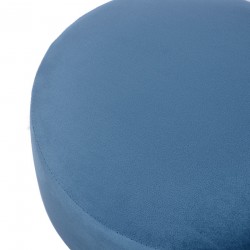 Rebecca Mobili Pouf Stool Blue Velvet Upholstered for Living Room Bedroom