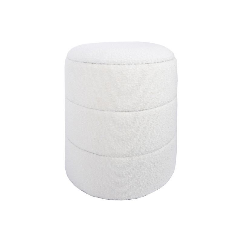 Rebecca Mobili Pouf Rangement Tabouret Rond Tapissé Blanc pour Salon Salle de Bain