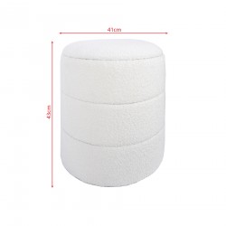 Rebecca Mobili Storage Round Pouf Padded Stool White for Living Room Bathroom