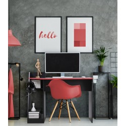 Rebecca Mobili Scrivania Gaming Tavolo per Pc Nero Rosso in Legno Design Moderno con Accessori