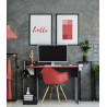 Rebecca Mobili Scrivania Gaming Tavolo per Pc Nero Rosso in Legno Design Moderno con Accessori