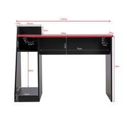 Rebecca Mobili Gaming Desk PC Table Black Red Wooden Modern Design with Accessories