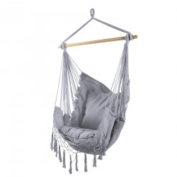 Rebecca Mobili Hammock Hanging Armchair Rocking Chair Grey for Garden with Cushions