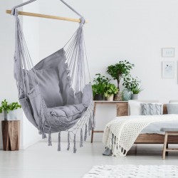 Rebecca Mobili Hamaca Sillón Colgante Silla Mecedora Gris para Jardín con Cojines