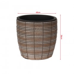 Rebecca Mobili Round Outdoor Vase Brown Polyethylene Planter for Home Outdoor