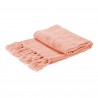 Rebecca Mobili Coperta In Cotone Copridivano Rosa in Cotone Decorata con Frange