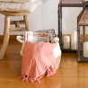 Rebecca Mobili Blanket Slipcover Pink Cotton Decorated with Fringes