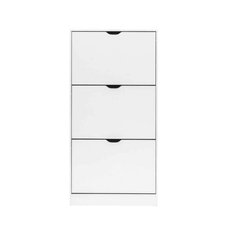 Rebecca Mobili Shoe Cabinet White MDF 3-Door Space-Saving Cabinet for 12 Pairs for Entryway