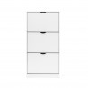 Rebecca Mobili Shoe Cabinet White MDF 3-Door Space-Saving Cabinet for 12 Pairs for Entryway