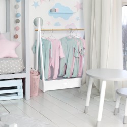 Rebecca Mobili Kinderkledinghanger Kledingkast Montessori Wit MDF Grenen met Plankje