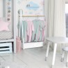 Rebecca Mobili Perchero Infantil para Cama Montessori Pino MDF Blanco con Estante