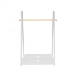 Rebecca Mobili Clothes Hanger Children's Wardrobe Montessori White MDF Pine with Shelf