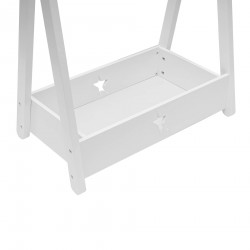 Rebecca Mobili Perchero Infantil para Cama Montessori Pino MDF Blanco con Estante