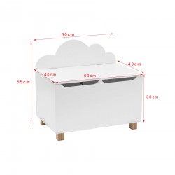 Rebecca Mobili Trunk Toy Bench for Toys MDF White for Children's Room