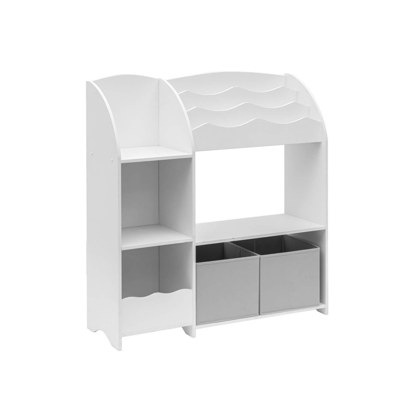 Rebecca Mobili Organizador de Juguetes Mueble Habitación Infantil MDF Blanco con 2 Cajas 5 Compartimentos