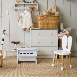 Rebecca Mobili Children's Table Set with 2 Chairs White Brown MDF Children's Table for Children's Room