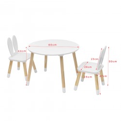 Rebecca Mobili Kindertafelset met 2 Stoelen Witbruin MDF Kindertafel voor Kinderkamer