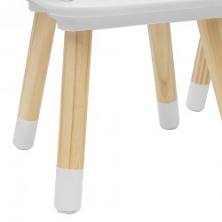 Rebecca Mobili Children's Table Set with 2 Chairs White Brown MDF Children's Table for Children's Room