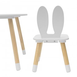 Rebecca Mobili Kindertafelset met 2 Stoelen Witbruin MDF Kindertafel voor Kinderkamer