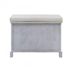 Rebecca Mobili Banquette Gris en Bois 2 Tiroirs 2 Paniers en Osier Shabby 46x60x33