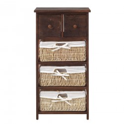 Mobili Rebecca Brown cabinet bedside table shabby 3 wicker 2 woods 80x40x27