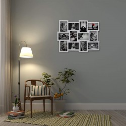 Rebecca Mobili Cadre Photo Mural Rectangle 12 Imagerie Bois Blanc 47x60x1,2