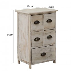 Rebecca Mobili Cajonera Comoda 5 Cajones Madera Blanco Vintage 71x50x31