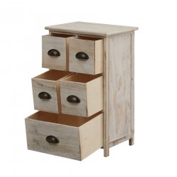 Rebecca Mobili Cajonera Comoda 5 Cajones Madera Blanco Vintage 71x50x31