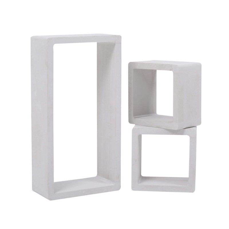 Rebecca Mobili Lot Etagere Biblioteque 2 Carre 1 Rectangle Bois Blanc 39x20x10